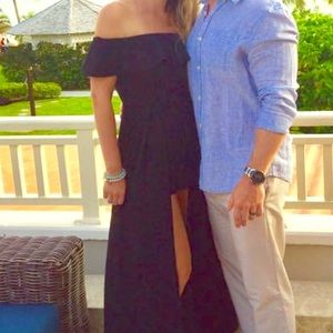 Black jumpsuit- short romper with long overlay